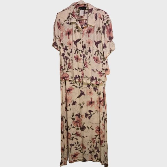 Connected Apparel 2-Piece Floral Dress w/ Jacket Midi Length Great Cond Size 8 - Picture 1 of 6